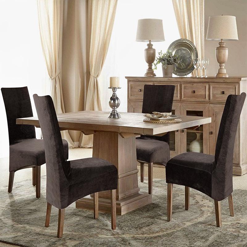 1piece Velvet Fabric Chair Cover Special Large Spandex Cheap Long Back Chair Covers XL Size Seat Cover For Dining Room Home