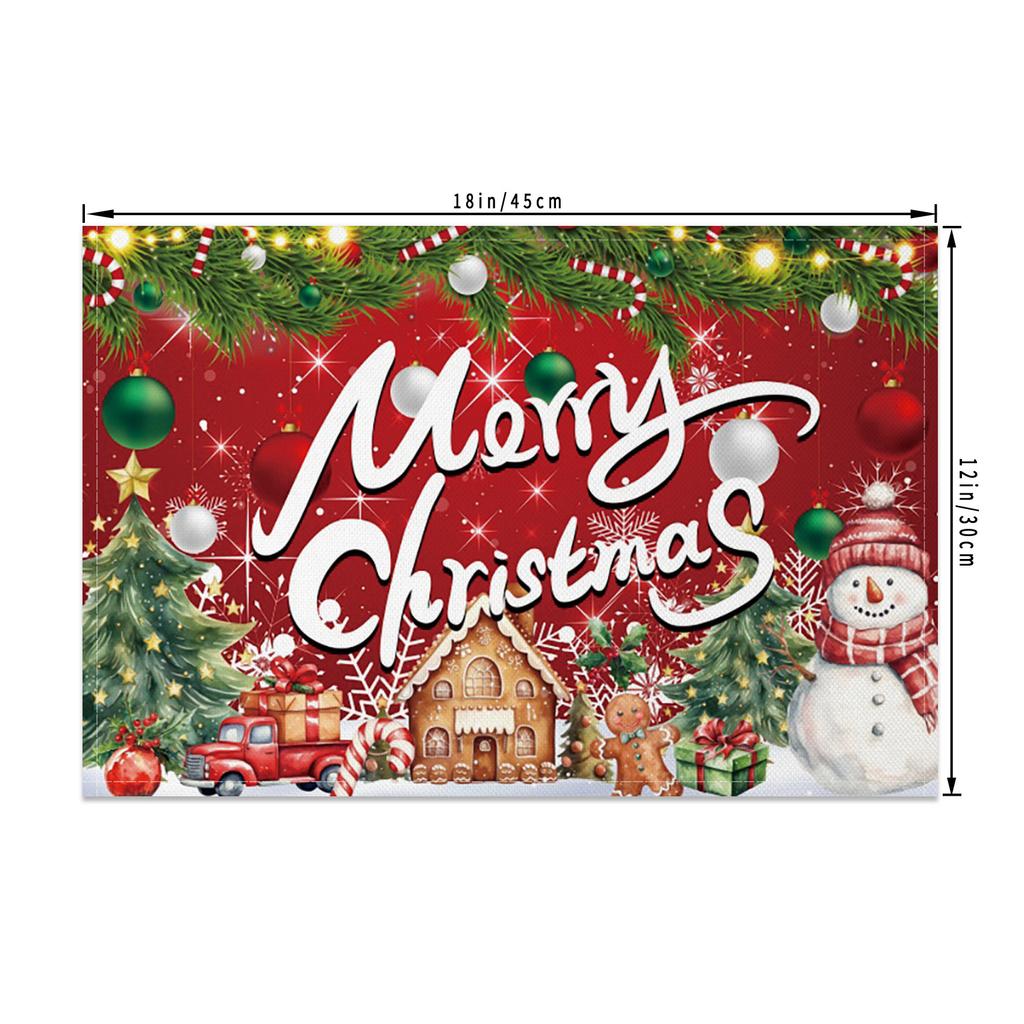 Christmas Table mat dining table Xmas Tree Snowman Santa Gingerbread House Linen Fabric Merry Christmas Holiday Table Decoration