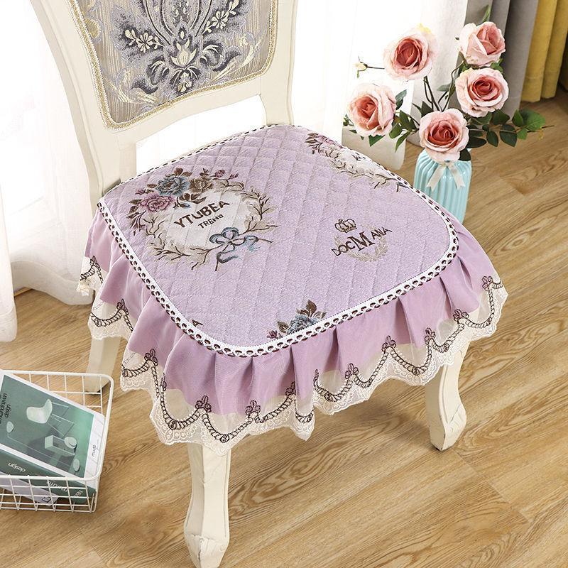 Dining Chair Cushion European Printed Seat Cushions with Lace Quality Four Seasons Stool Seat Mat Non-slip Buttocks Pad