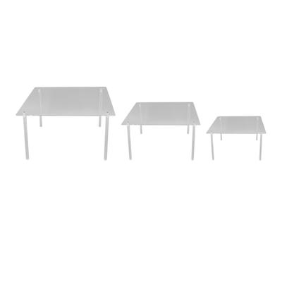 3 Set Square Clear Acrylic Cake Stand Acrylic Cupcake Stand for Cake Pizza Dessert Christmas