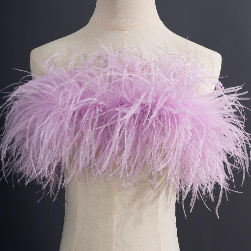 5-Layer Color Encrypted Bold Ostrich Feather Strip Latin Dance Dress Fashion Diy Handmade Clothing Accessories