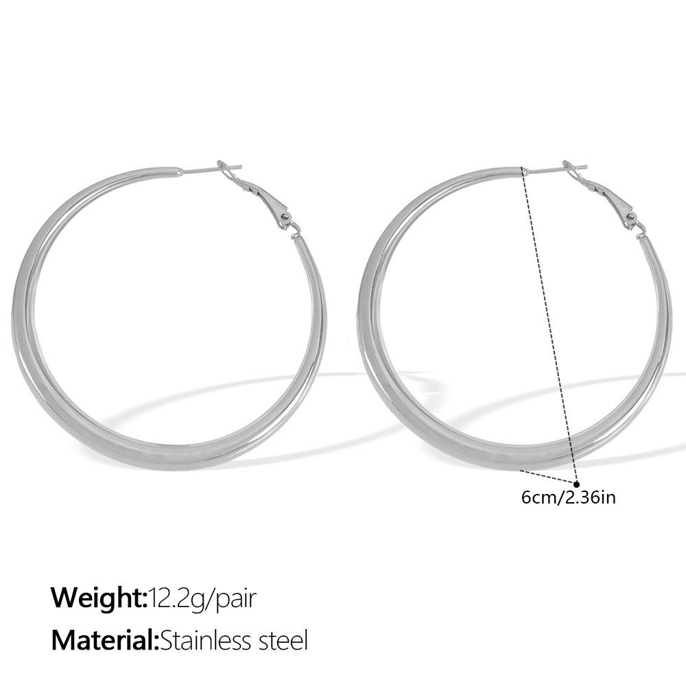 Retro High-End Titanium Steel Circle Earrings - Versatile European and American Fashion Jewelry for Women