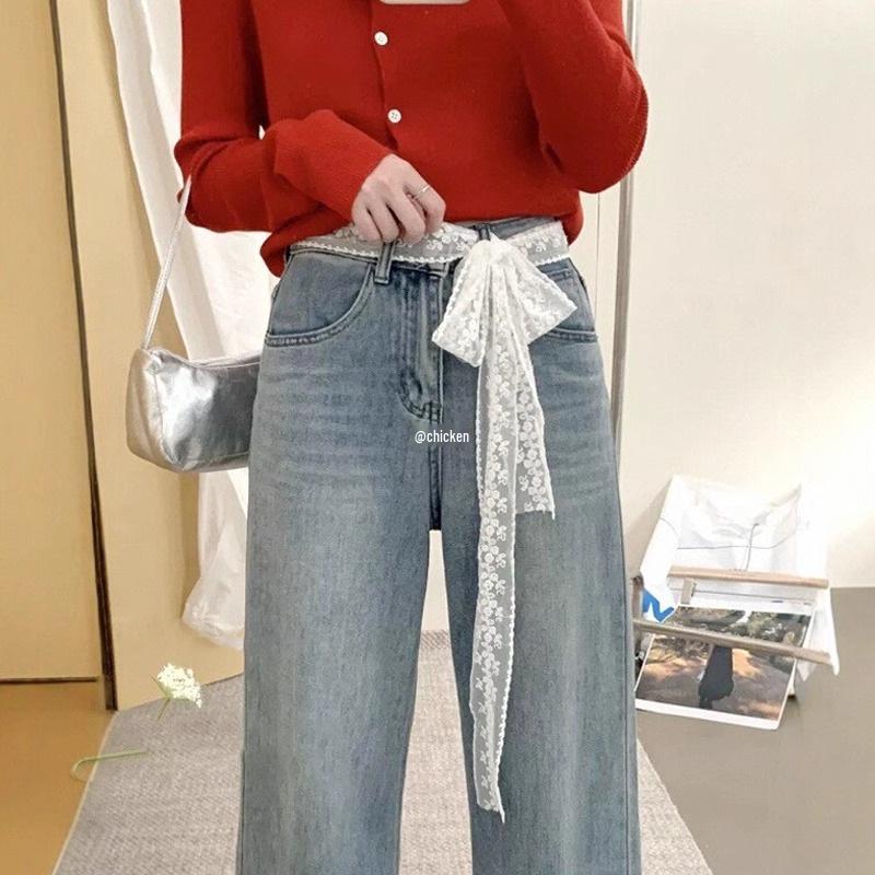 Bílý krajkový šátek na jaro/léto: Dlouhý, tenký, multifunkční doplněk k džínám a pasu