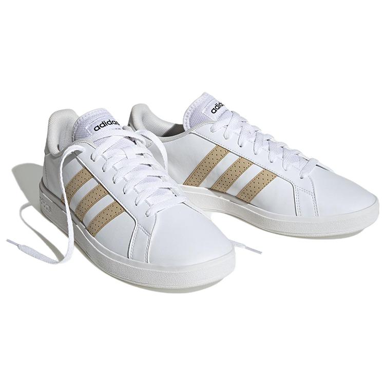 adidas Neo GRAND COURT Fashion Slip Resistant Low Top Skateboard Shoes Men's White Brown HR0231