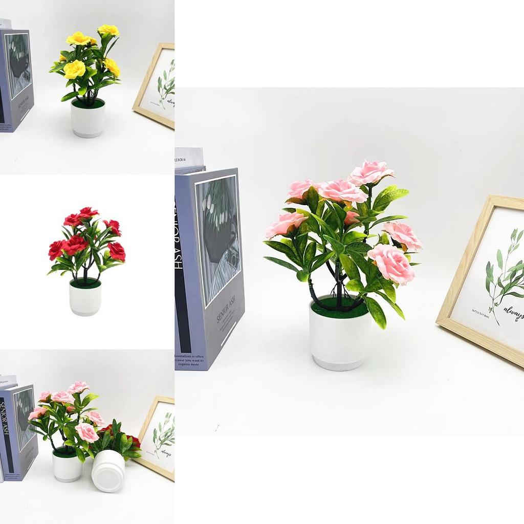 Romantic Rose Bonsai Artificial Plant For Valentines Day Gift And Indoor Decoration With Durable Material