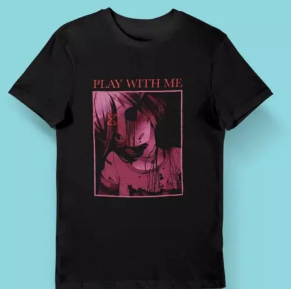 

Doki Doki Literature Club Чоловіча Футболка Play with Me S-5XL Чорна Нацукі Жахи Унісекс Футболка XXXXL