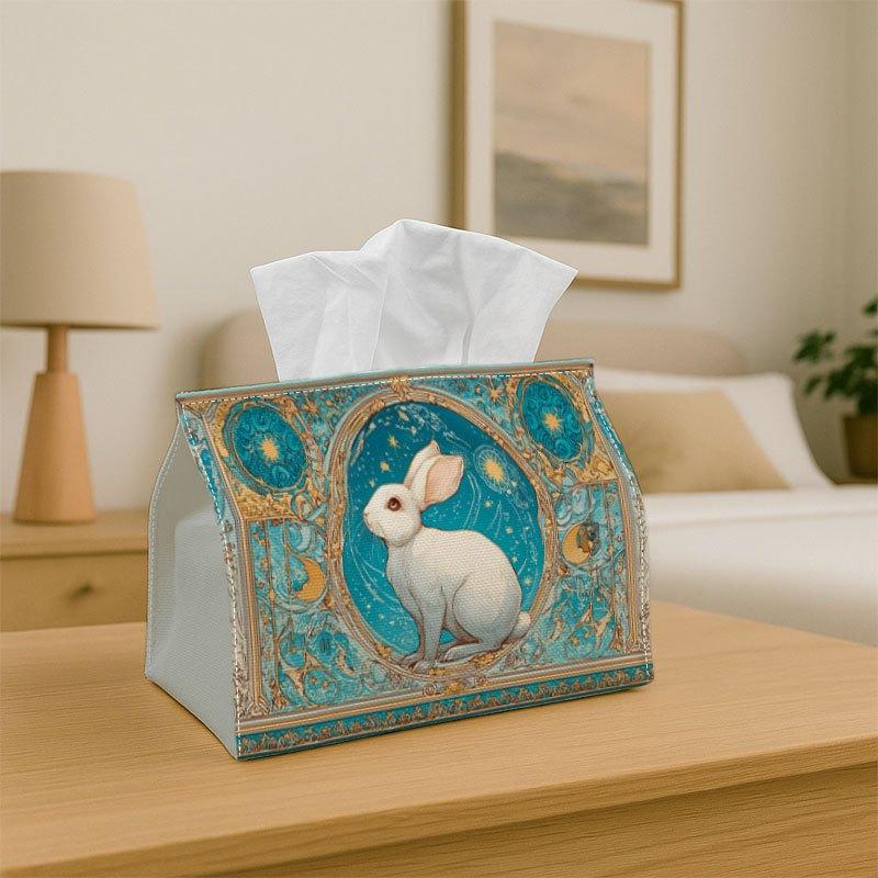 1pc Tissue Box Holder Featuring a White Rabbit on The Moon - A Versatile Napkin Dispenser Suitable for Home Gatherings, Car Decoration - A Stylish Tis