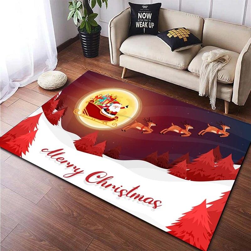 Weihnachten HD-bedruckter großer Teppich, Teppich für Wohnzimmer, Schlafzimmer, Sofa-Dekoration, rutschfeste Fußmatten, Dropshipping Alfombras