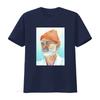Watercolor Art Orange Beanie White Beard Elder Portrait Print Casual T Shirt vintage Washed homme Top For Everyday Wear Unisex