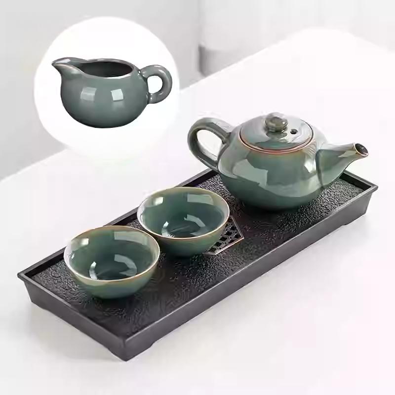 Kung Fu Tea Set Home One Pot Two Cups Tea Plate Small Ceramic Teapot Teacups Hotel Personal Small Sets Traveling