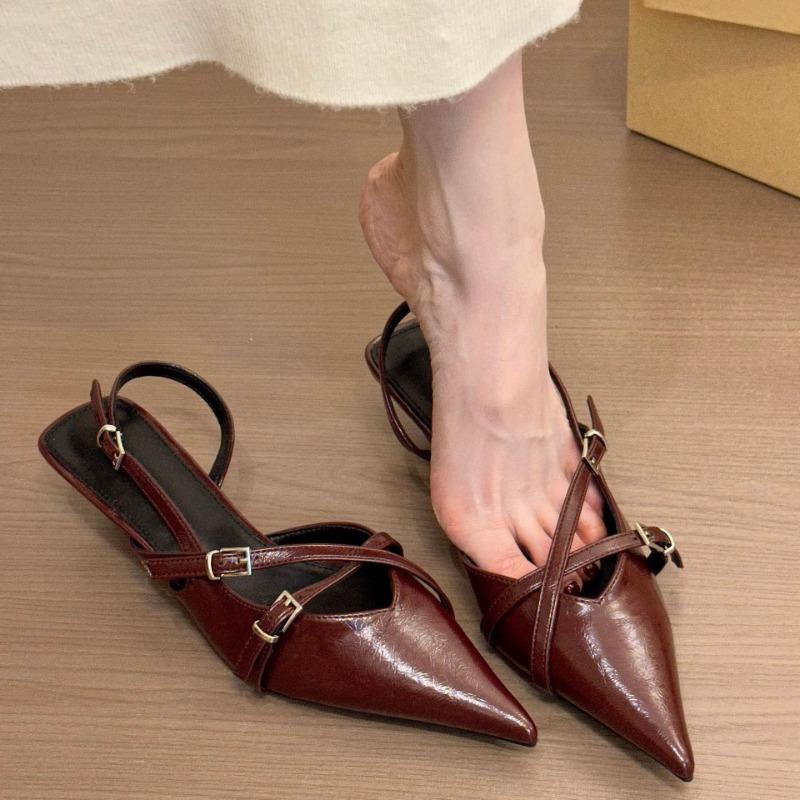 Fashion Pointed Toe Buckle Strap Women Sandals Fashion Sexy Party Slingbacks Summer High Heeled Shoes Woman sandalias de mujer tacones