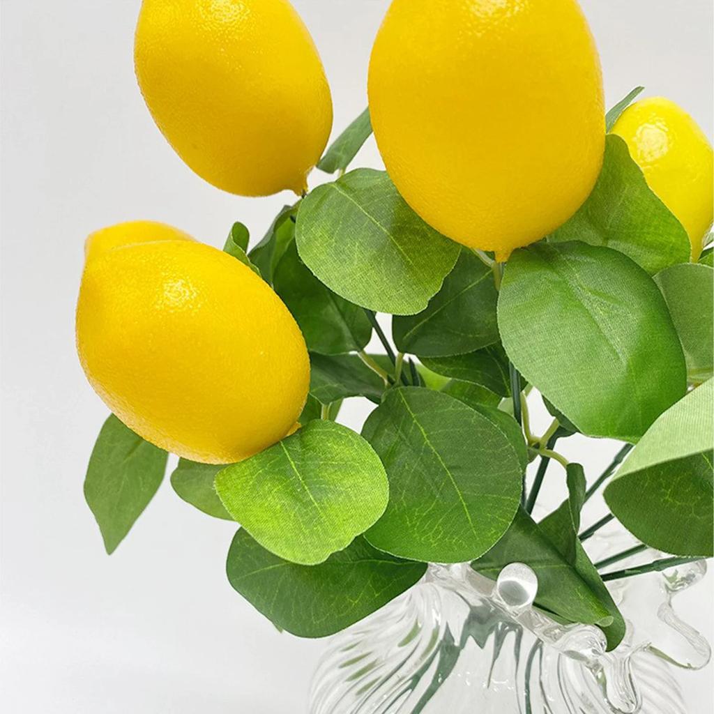 2pcs Simulated Lemon Fruit Branch Bouquet With Green Leaves Artificial Flowers Home Photography Props Flores Artificales Plant