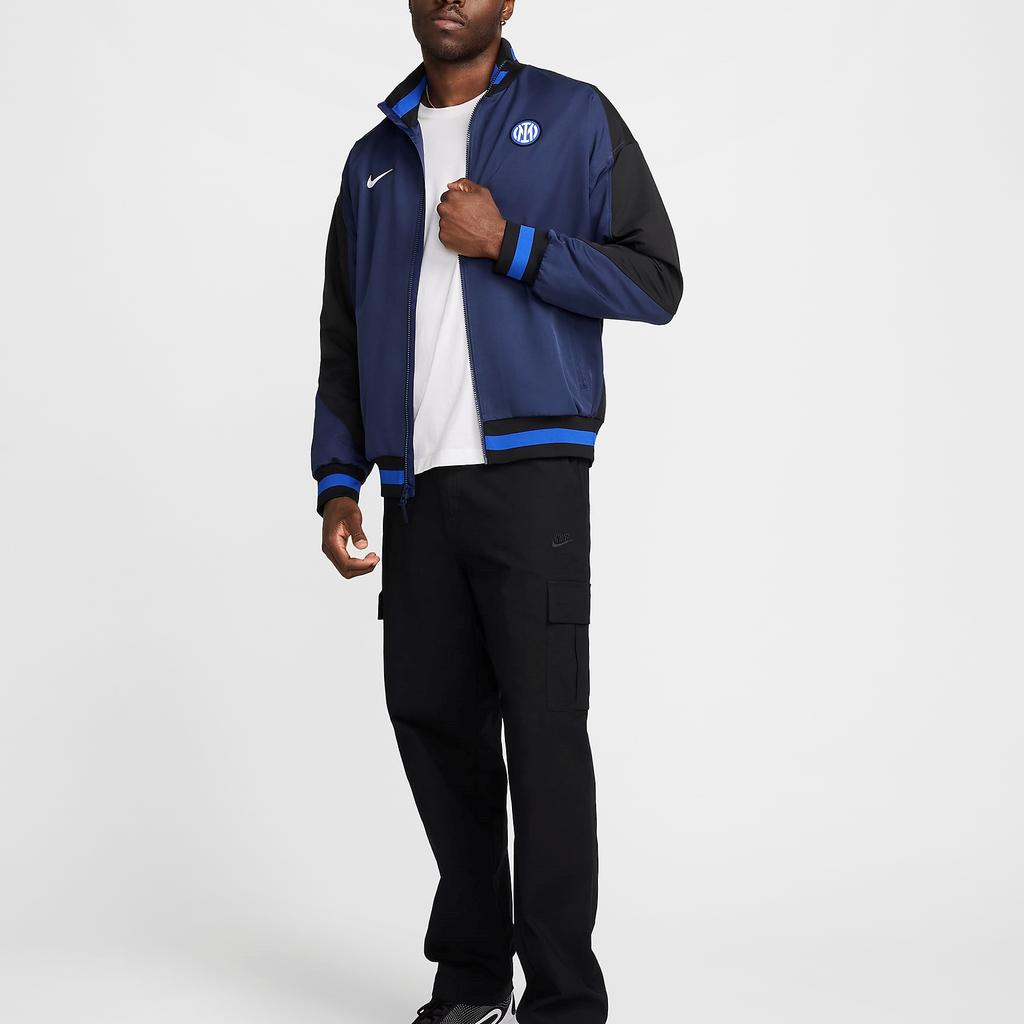 Nike Dri-Fit Inter Milan Football Anthem Retro Sports Stand Collar Loose Sweat-Absorbing Versatile Long Sleeve Jacket Men Jackets Navy-Blue FN9797-410
