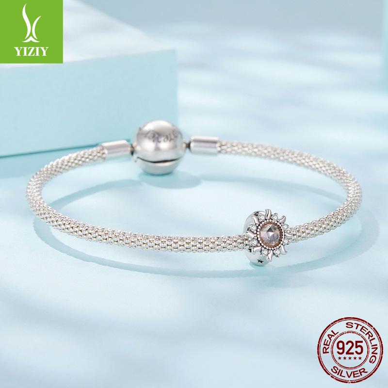 Passionate Sunflower Silicone Positioning Bracelet Bead Separator S925 Sterling Silver Sunflower Bead Accessories