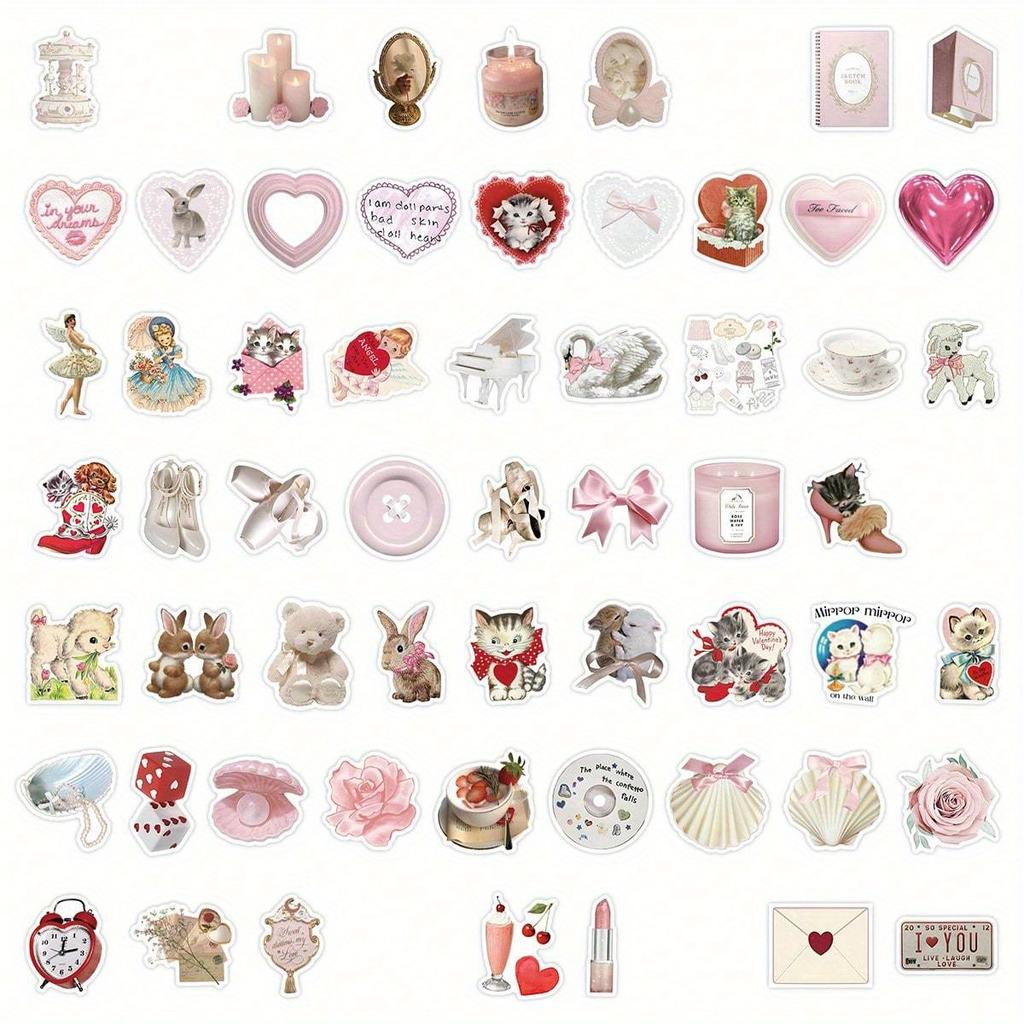 52Pcs Stickers Decals, Aesthetic Graffiti Vinyl Stickers Decals For Laptop Water Bottle Bike Skateboard Luggage Computer Toy Snowboard Back To School