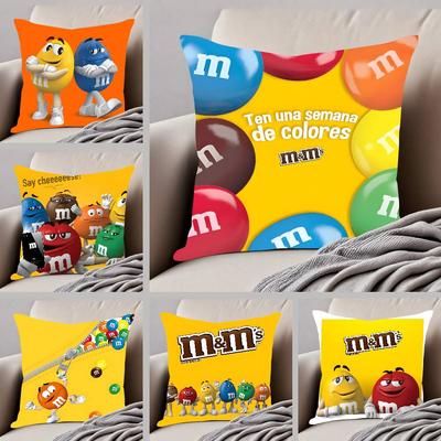 M&M's Schokoladenbonbon Meme Kissenbezug Muster Bedruckter Kissenbezug für Wohnzimmer Sofa Kissenbezug & Schlafzimmerdeko