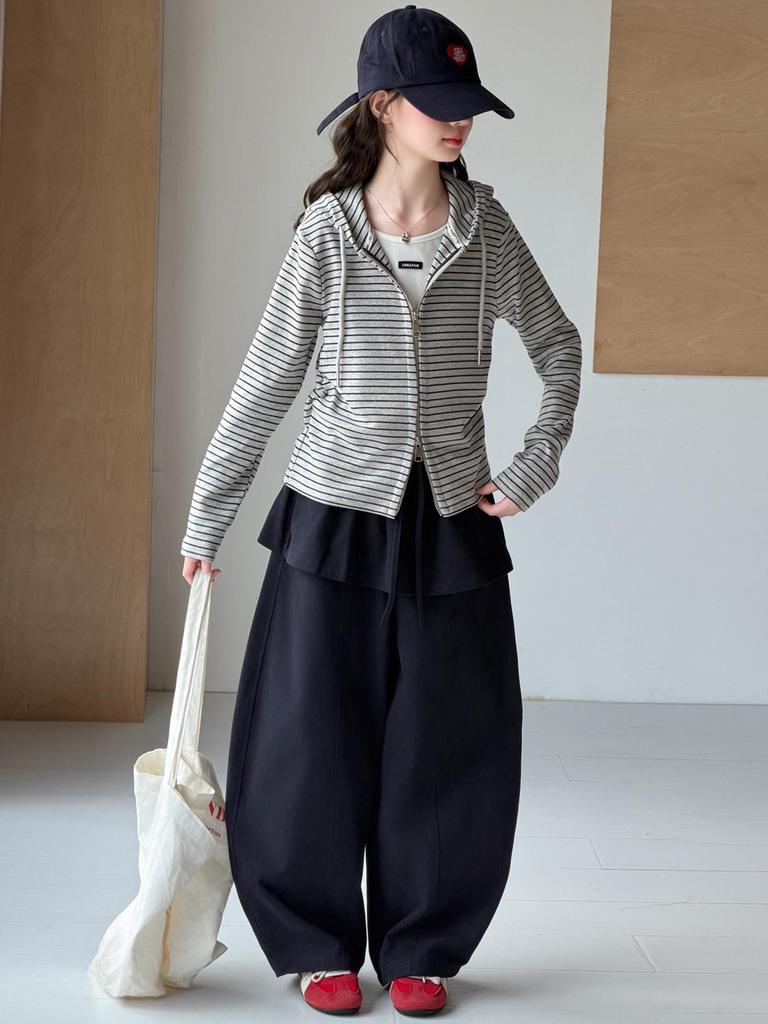 Mädchen Frühling/Herbst Faux Zweiteiler Hoodie und Weite Hosen Set - 2026 Neuer Stil für größere Kinder