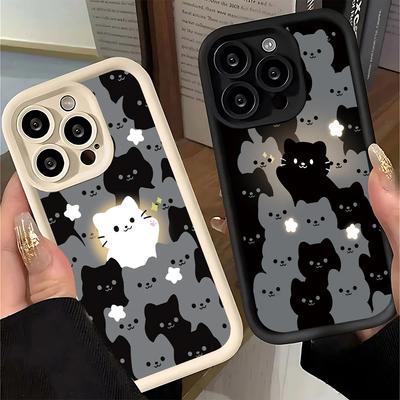 Cute Cartoon Cat Silicone Phone Case For iPhone 17 16 15 14 13 12 11 Pro Plus Max 17 Air 16 E Shockproof Soft Bumper Back Cover