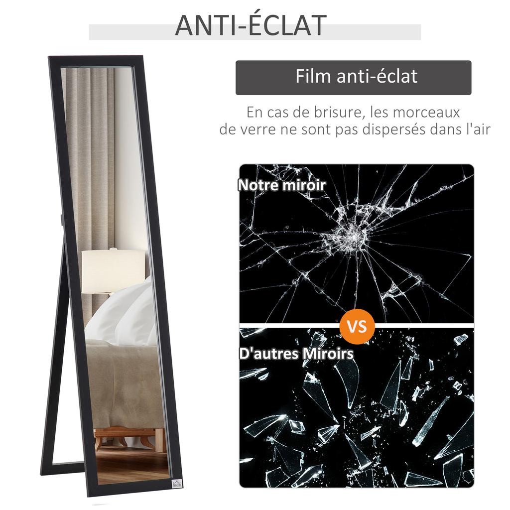 Full Length Mirror for Bedroom, Free Standing Dressing Mirror, Wall Mirror for Living Room, 37 X 154 Cm, Black