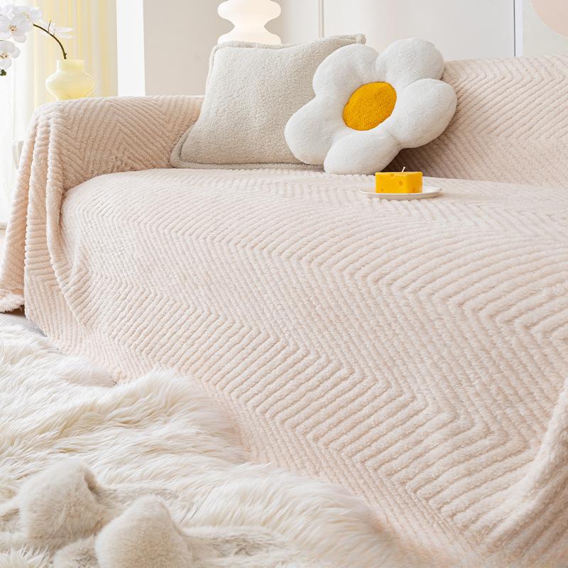 Sofa Towel Non-Slip Full Covered Universal Sofa Cushion Premium Dustproof Cover Cloth Plush Winter Sofa Cover