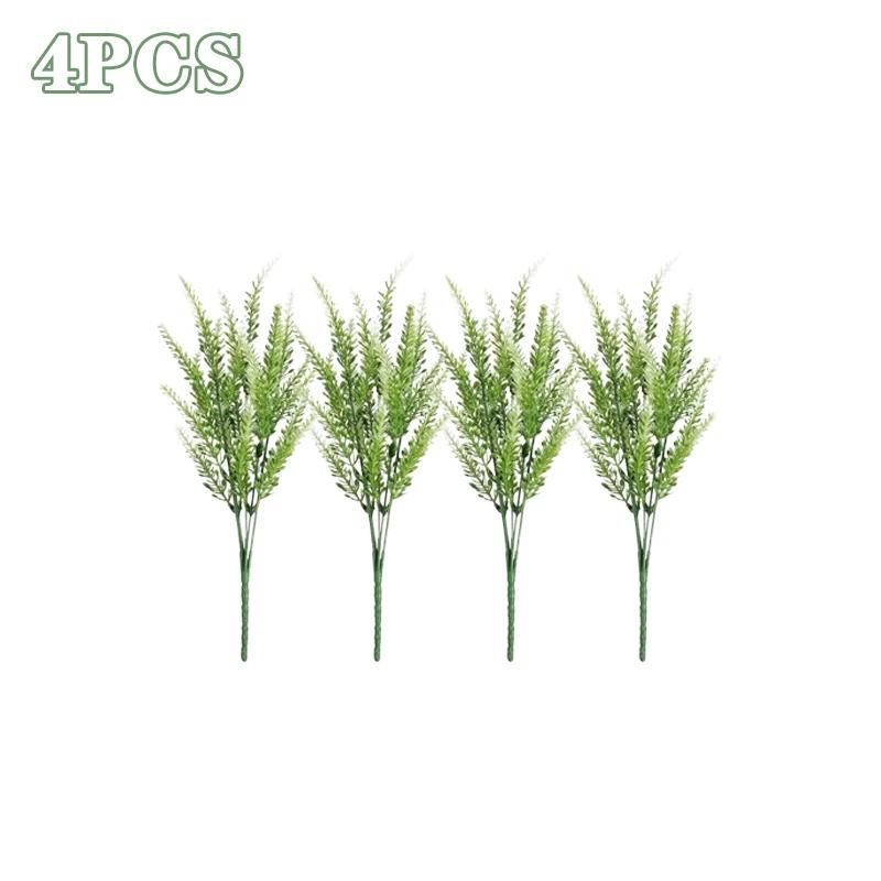 2-16PCS 5 Prong Lavender Artificial Flowers UV Resistant Fake Plant for Outdoor Garden Decor Faux Plastic Flower Home Decoration