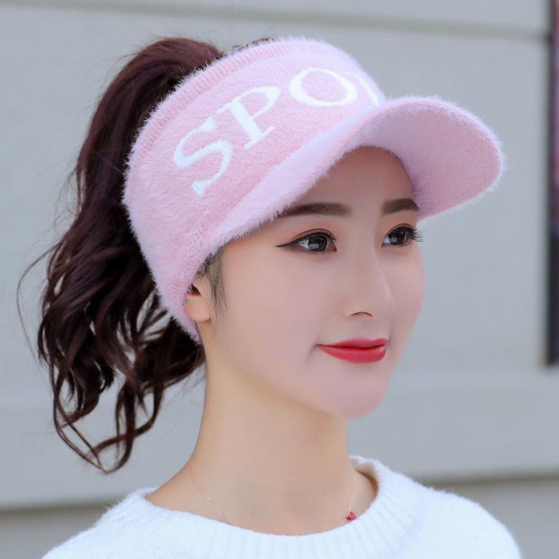 

Модная шляпа-цилиндр без верха осень-зима женская модная вязаная шапка тренд норка утиный язык бейсболка кепка Fashion Empty Top Hat, Casual Versatile