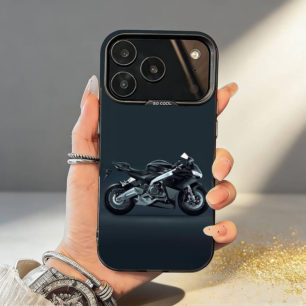 Black-Red M-Motorcycle-660 Phone Case For iPhone17 16 15 14 13 12 Pro Max Grey Black Matte Laser Metallic Aurora Funda