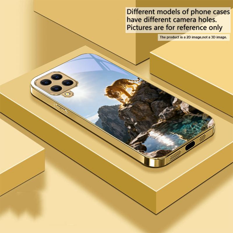 

The Golden Noble Tiger For Samsung A73 A72 A71 A42 A56 A55 A54 A53 A52s A52 A51 A36 A35 A34 A33 A32 Golden glass phone case Galaxy A12