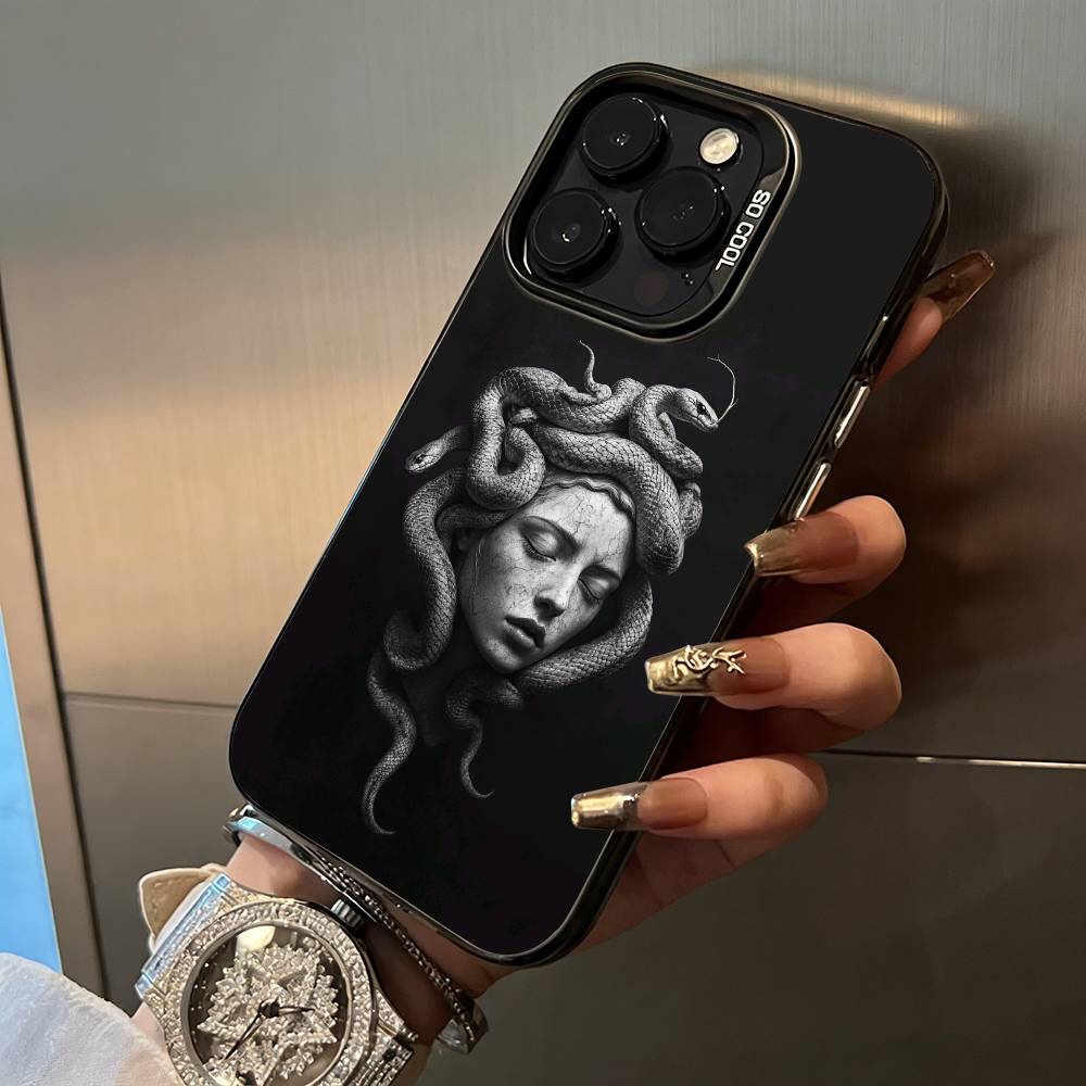 

M-Medusa- Greek- Mythology Phone Case For iPhone 17,16,15,14,13,12,11 Plus Pro Max Colored Silver Phone Case iPhone12