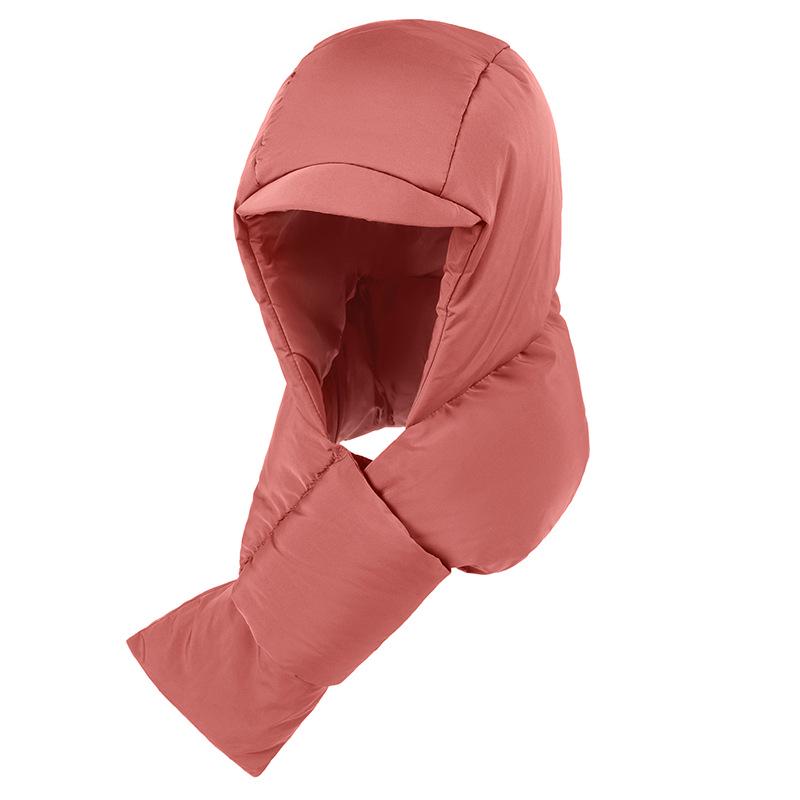 Women's Hooded Down Hat & Scarf: Windproof, Warm Ear & Neck Protection for Autumn/Winter