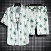 Completo da uomo taglie forti casual confortevole da vacanza al mare camicia + pantaloni set 2 pezzi