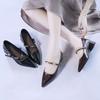 Pointed Single Shoes Medium Heel Thick Heel Women's Shoes 2025 New Autumn French Retro Fashion Versatile Mary Jane Small Leather Shoes
