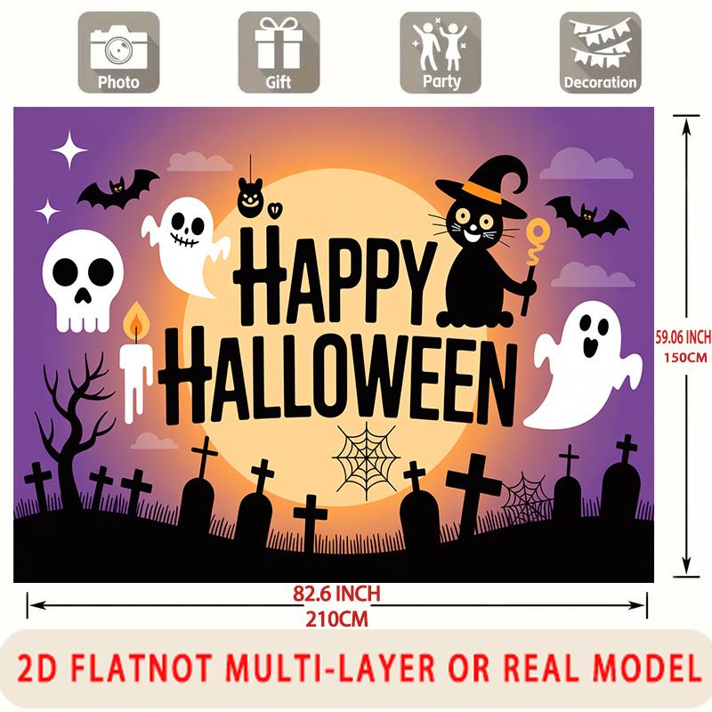 Party Backdrop Halloween Flat Multi Layered Celebrations Photo Booth Decor Front Door Decor