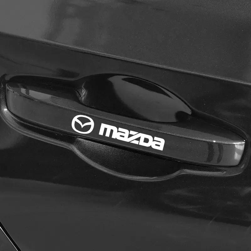 4PCS Car Door Handle Sticker Car Badge Body Decal For Mazda 3 Bk 6 G Gh Cx3 6 Gj 626 Demio 323 Cx-5 Cx-7 Cx9 Cx8 Cx30 Mx-5 RX8 W6