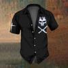 Camicia a Maniche Corte da Uomo Moda Estiva Retro Stampa Teschio Horror Street Casual Trend Camicia da Uomo Top Oversize TAGLIA M-3XL