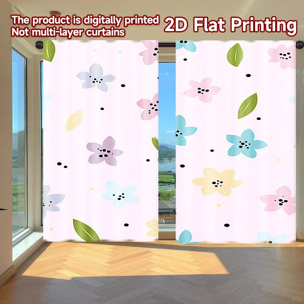 

2D FLAT PRINTING 2pcs Curtains (Without Rod) Floral Spring Design (13) Ramadan holiday curtains with digital printing Semi-Sheer 100*130 Rod Pocket 1pcs