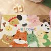 Vintage Collage Carpet Mat Rug - Cartoon Animal & Food Pattern with Mixed Texture Non-slip Home Decoration Floor Mat Welcome M