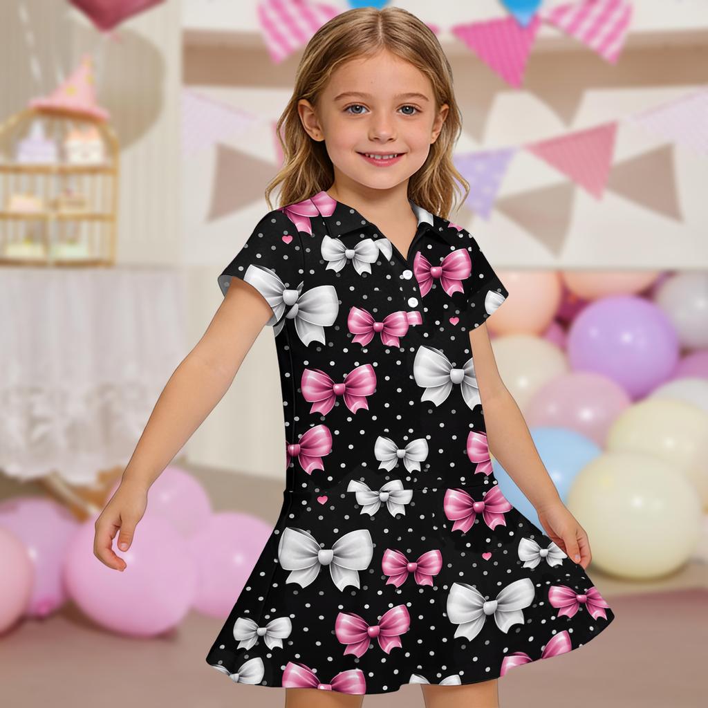 Kids' Dress - Short Sleeve Pocket Color Frock Kids' Collared Dress - Short Sleeve Pocket Frock