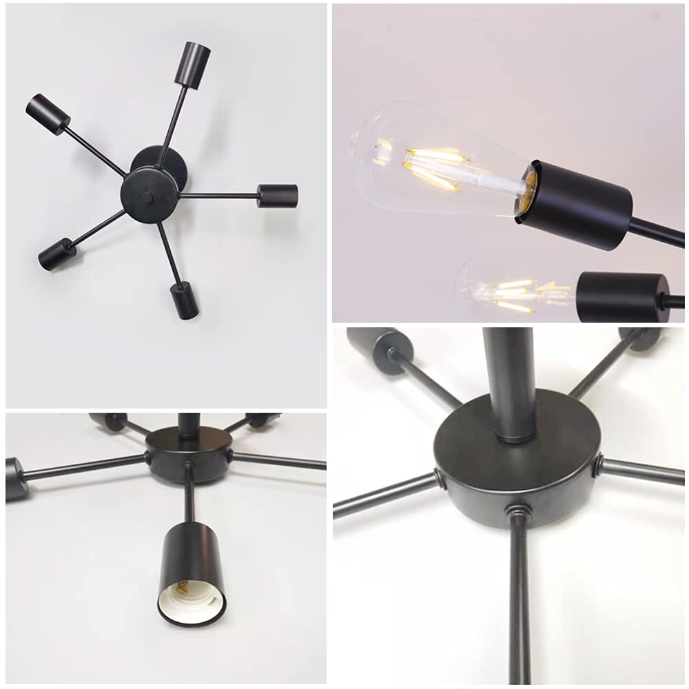 Herischen Nordic Pendant Retro Dining Room Stylish Hanging LED Ceiling Lighting Suitable for Tatami No Installation Required 5-Light Lamp, Room/Living