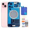 Back Housing for iPhone 15 (6.1-inch) with Glass Rear Cover, Middle Frame, SIM Tray and Repair Tools
