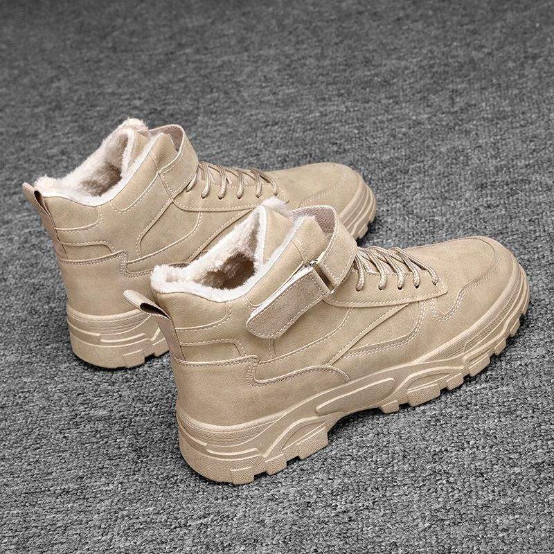 Winter New Snow Boots Men's Korean Version Trendy Casual Versatile Velvet Thickened Thermal Cotton Boots British Style Tooling Boots