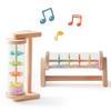 Montessori Baby Rain Stick Rainbow Hourglass Rain Music Rattle With Support Kid Montessori Sensory Toys BABY's Educational Gift