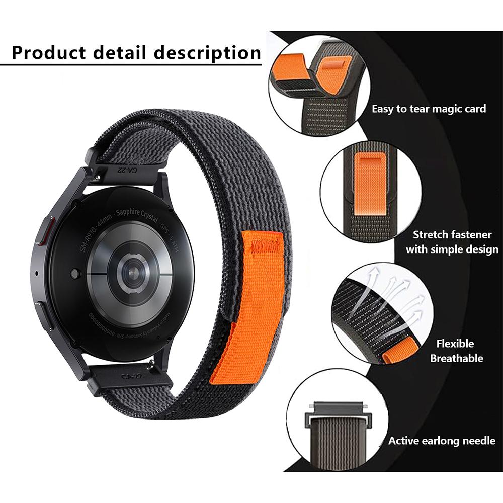 KALEBOL KLB-YJNLHH-001 For Samsung Galaxy Watch6/Watch6 Classic Nylon Straps 20mm Watch Band Loop Fastener
