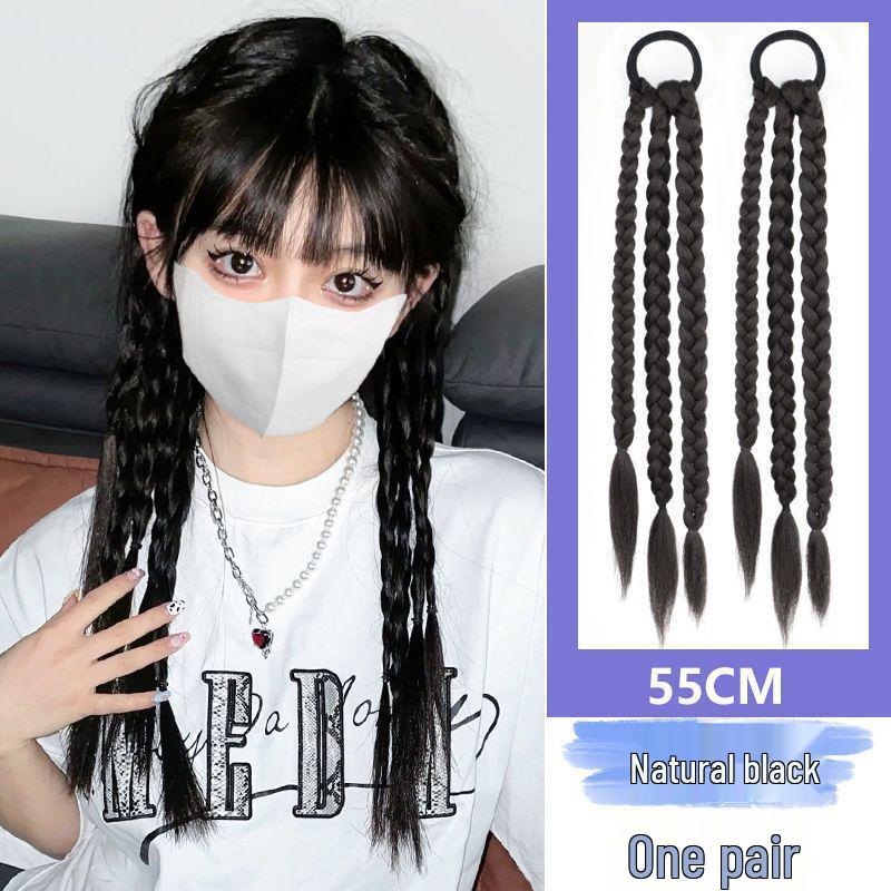 Women's Highlighted Bubble Boxer Braids Wig - Three-Strand Pigtails