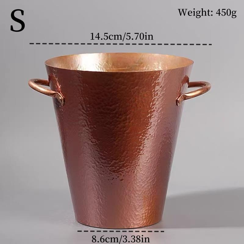 Vintage Red Copper Ice Bucket,Multiple Sizes Camping Portable Retro Beer Beverage Ice Cube Storage Bucket Drinkware Tableware