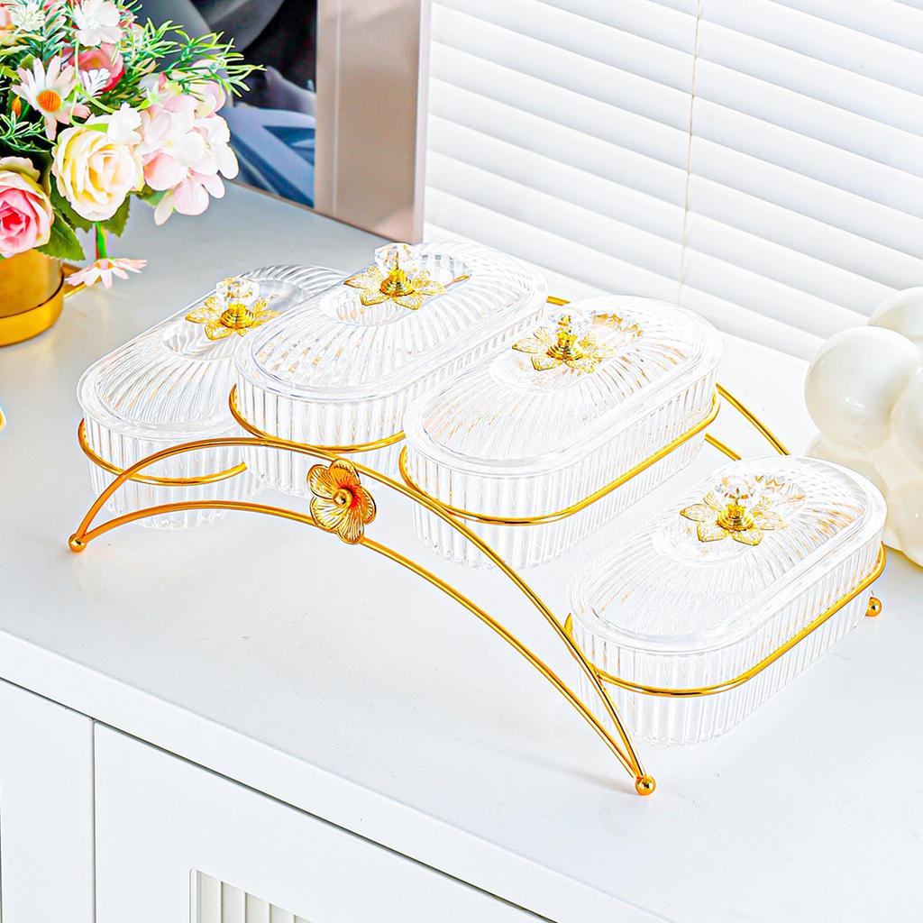 Elegant Compartmentalized Fruit & Snack Display Plate for Living Room & Tea Time