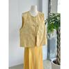 Popular high-end yellow embroidered vest women's thin beautiful outer wear exquisite stacking top