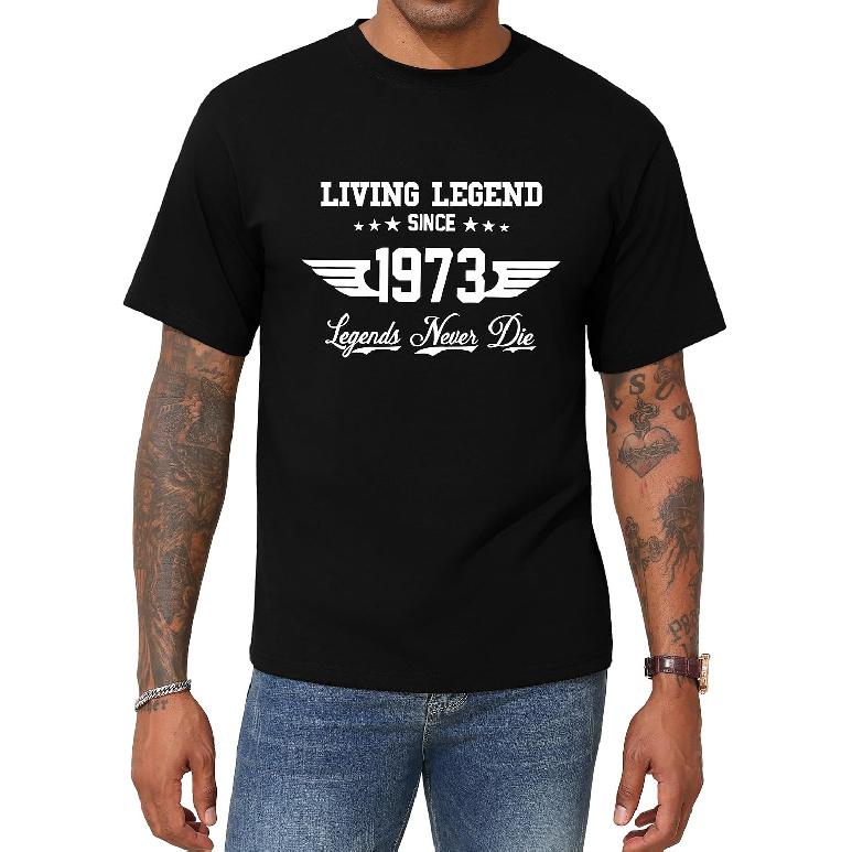 Aiyino Mens 1973 53rd Birthday T Shirt Living Legend Gift Tee