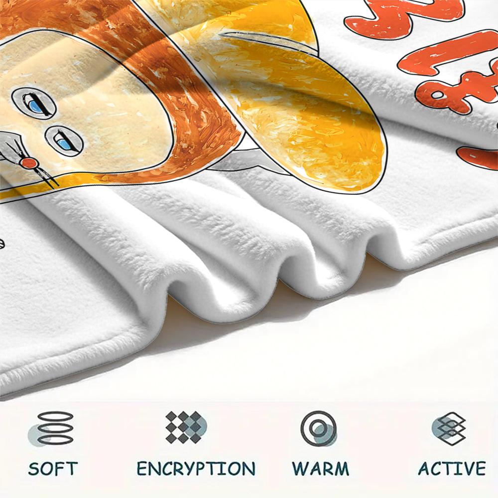 1PC Bread Thief Print Flannel Blanket, High quality All Seasons, Home Decor, Warmth and Comfort, Perfect for Christmas Gifts