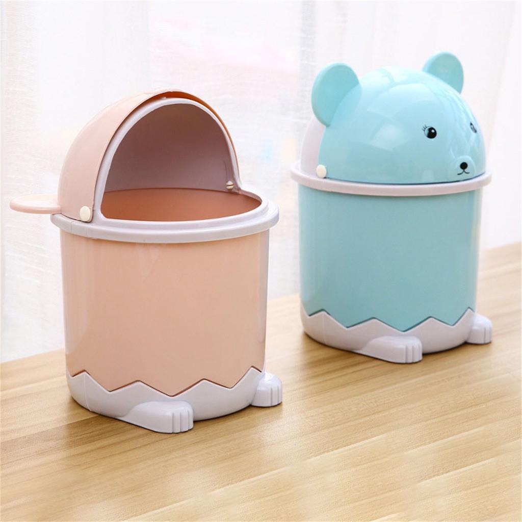 Desktop Flip Trash Can Cover  Portable Garbage Storage